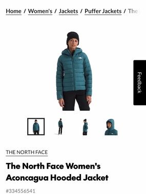 The North Face Women's Aconcagua Hooded Jacket - Teal-Medium Size